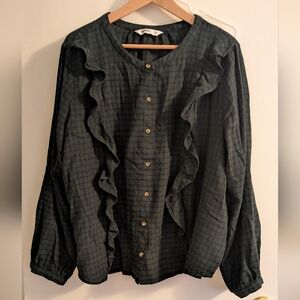 Sonoma Dark Textured Button-Up Blouse
